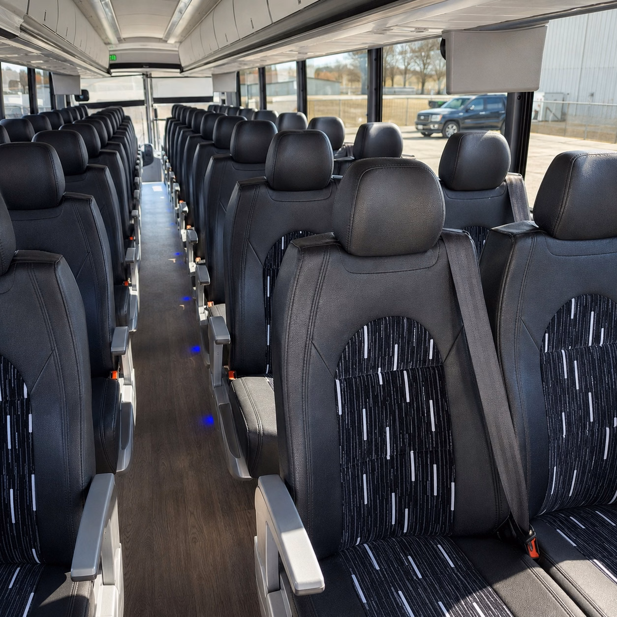 56 passenger charter bus inside